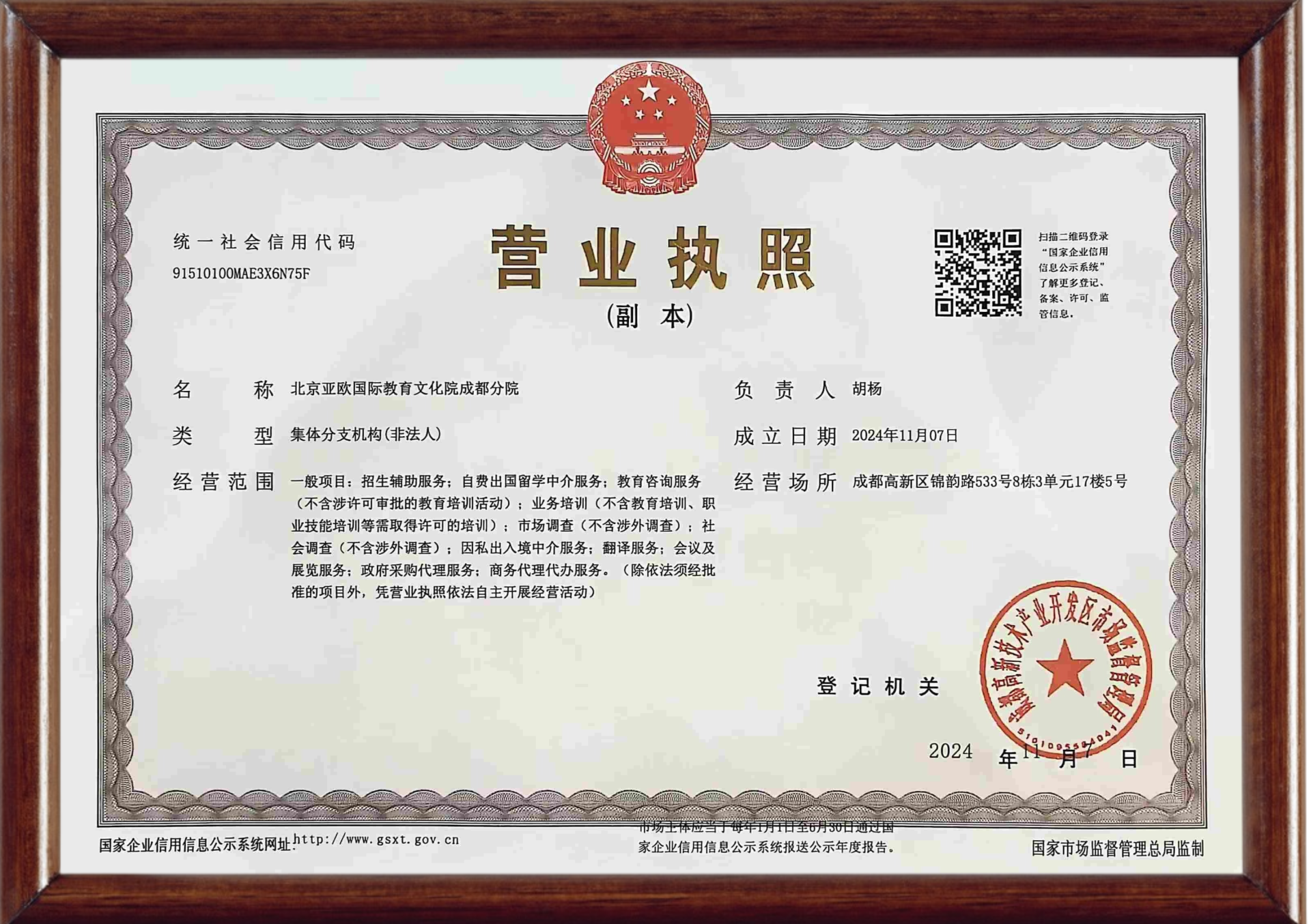 成都分院营业执照